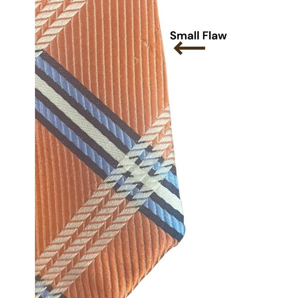 Nautica Silk Repp Tie Plaid Striped Orange Preppy Modern Career Wedding  3.25 - Picture 3 of 8